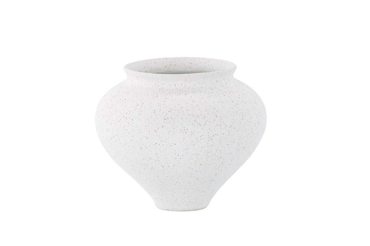 Rellis vas 11x18x18 cm vit keramik med svarta prickar