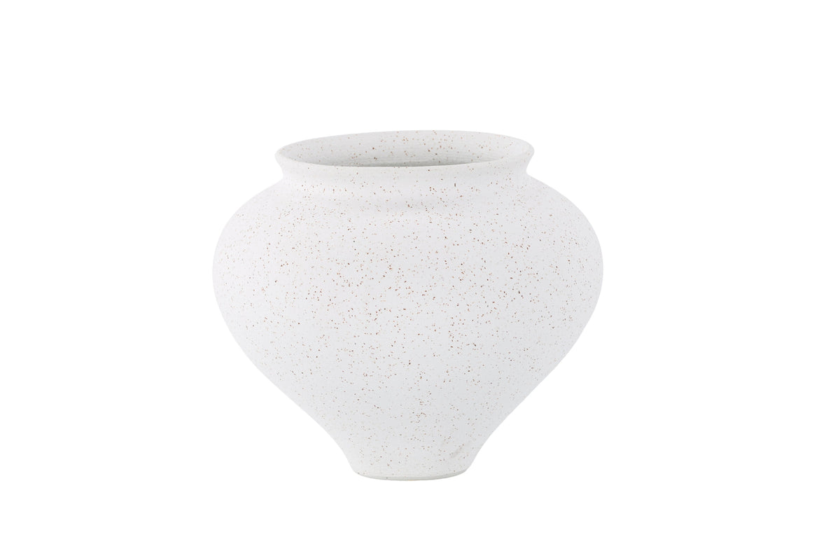Rellis vas 11x18x18 cm vit keramik med svarta prickar
