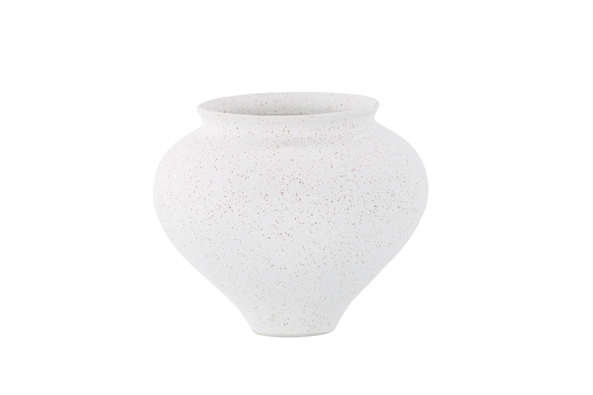 Rellis vas 11x18x18 cm vit keramik med svarta prickar