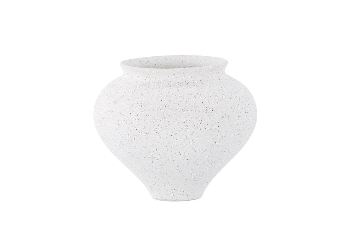 Rellis vas 11x18x18 cm vit keramik med svarta prickar