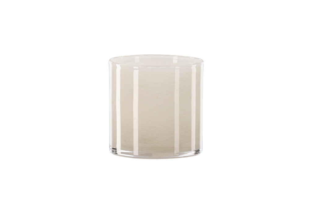 Glora ljuslykta 12x12 cm beige glas