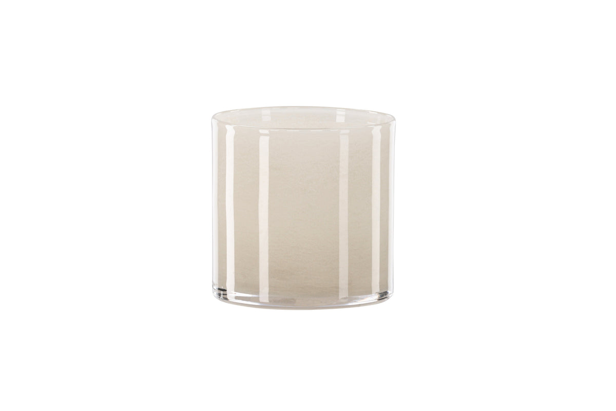 Glora ljuslykta 12x12 cm beige glas