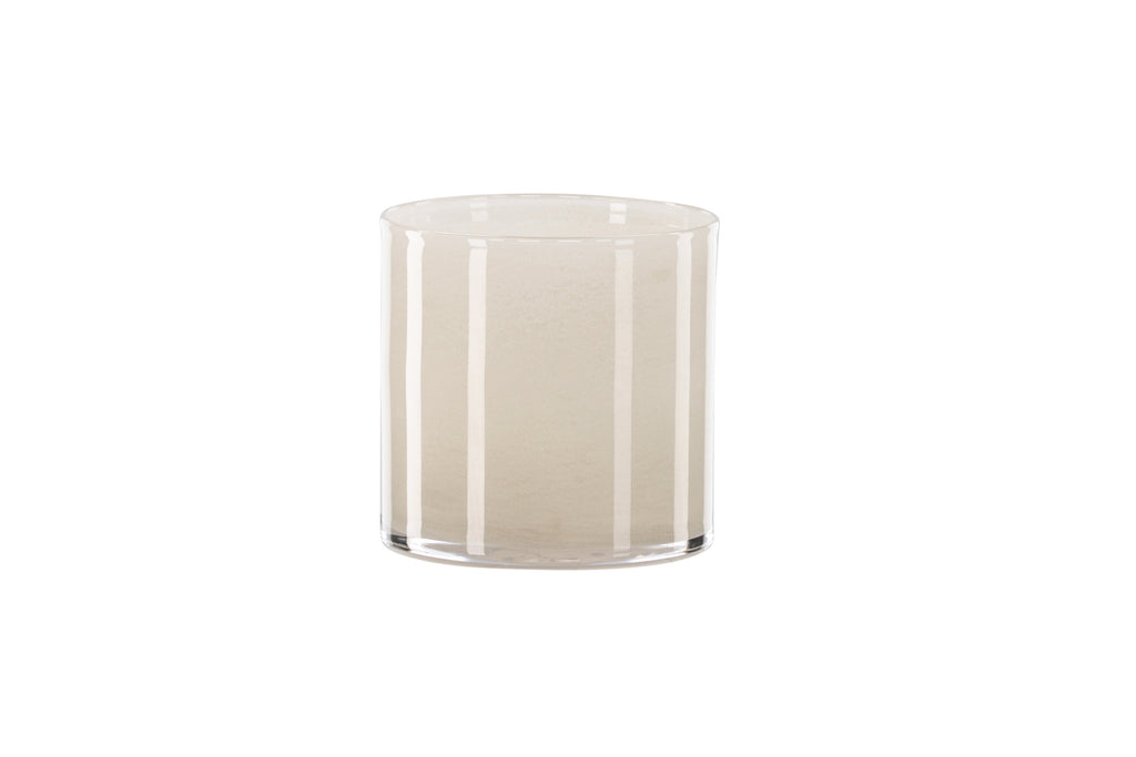 Glora ljuslykta 12x12 cm beige glas