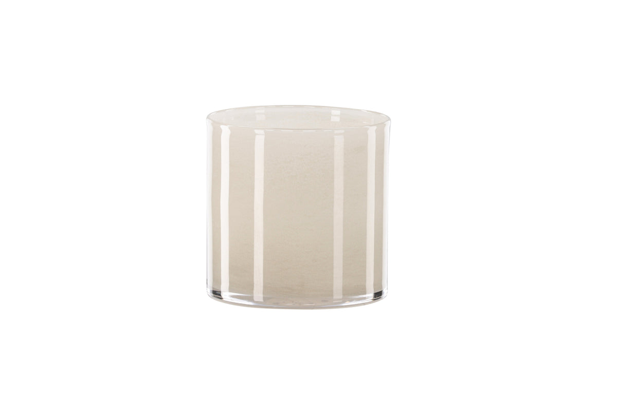 Glora ljuslykta 12x12 cm beige glas