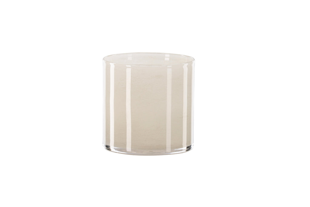 Glora ljuslykta 12x12 cm beige glas