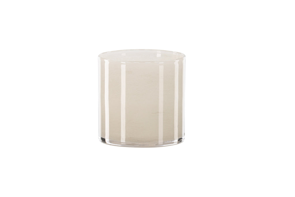 Glora ljuslykta 12x12 cm beige glas
