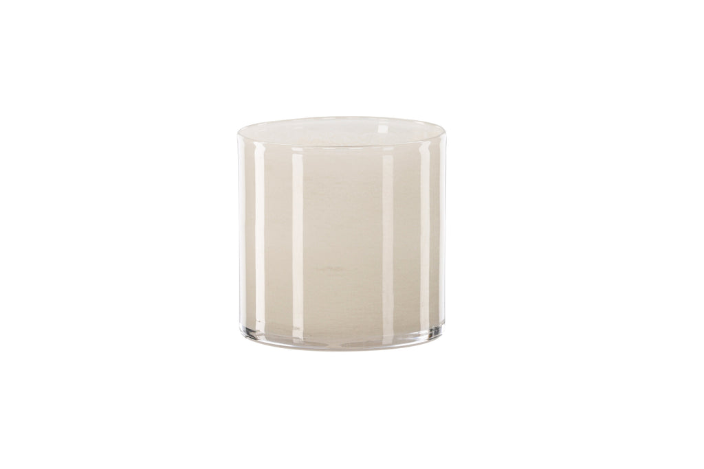 Glora ljuslykta 12x12 cm beige glas