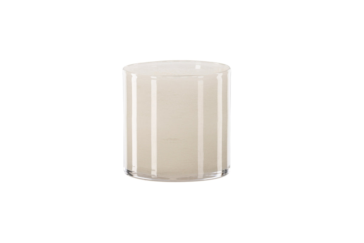 Glora ljuslykta 12x12 cm beige glas