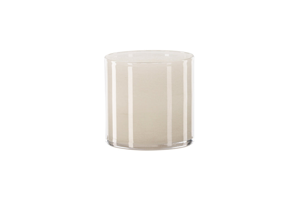 Glora ljuslykta 12x12 cm beige glas