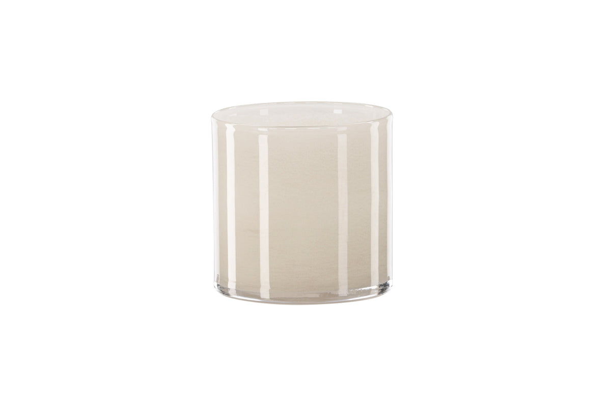 Glora ljuslykta 12x12 cm beige glas