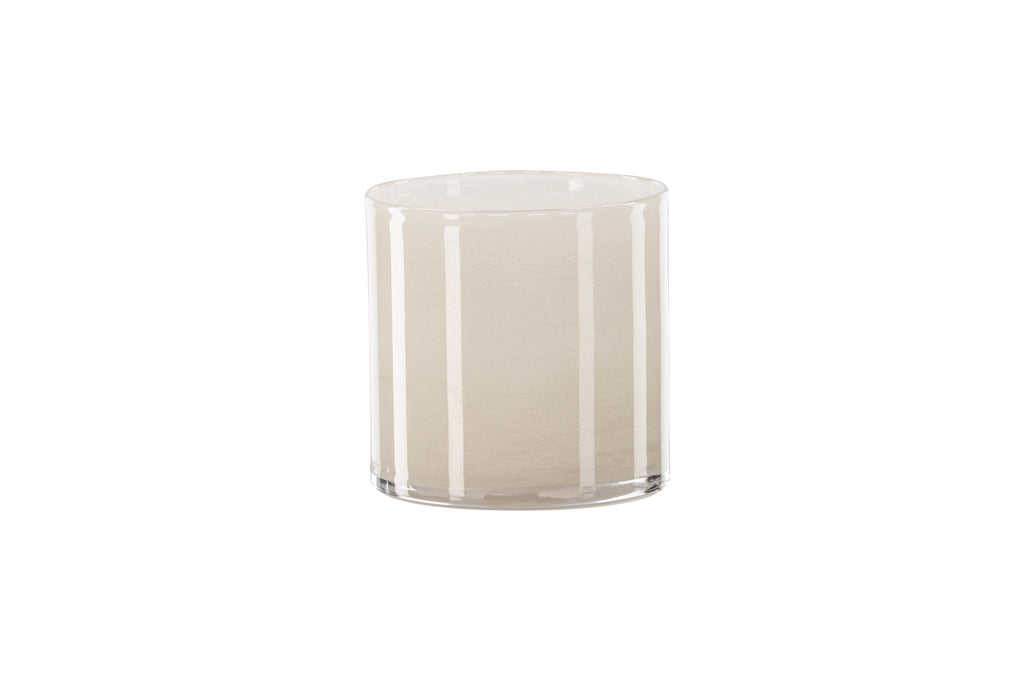 Glora ljuslykta 12x12 cm beige glas