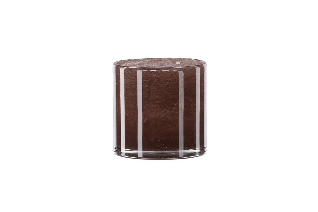 Glora ljuslykta 12x12 cm brun glas