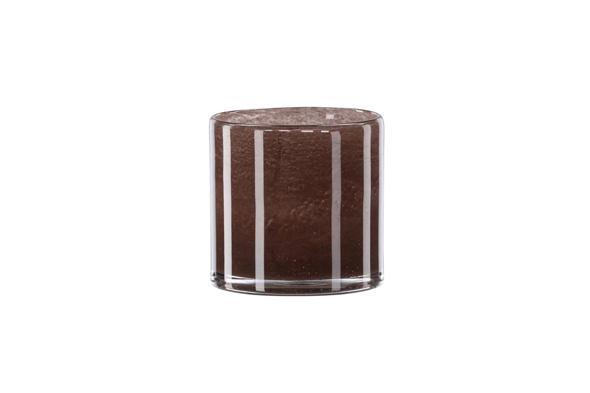 Glora ljuslykta 12x12 cm brun glas
