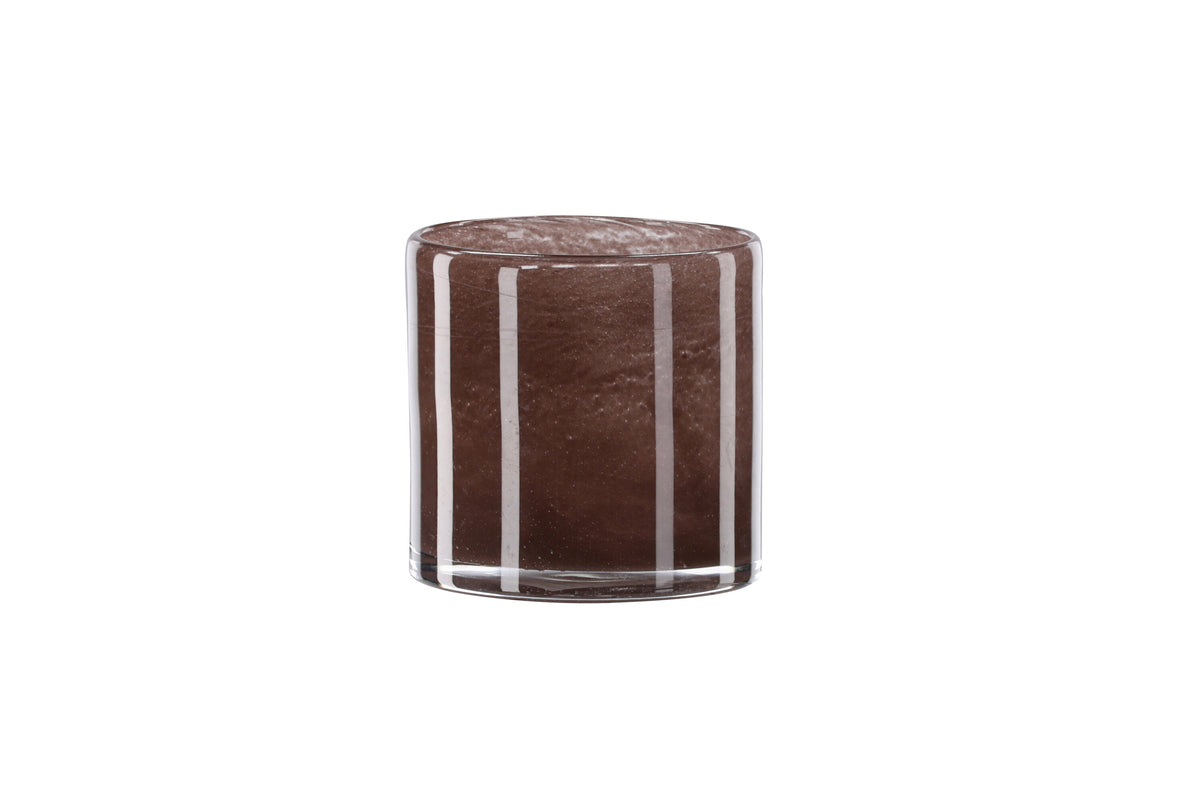 Glora ljuslykta 12x12 cm brun glas