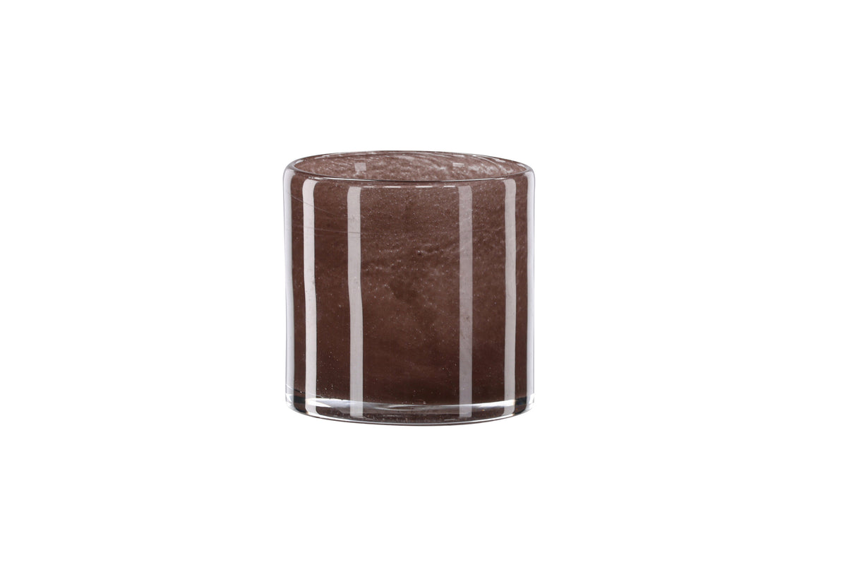 Glora ljuslykta 12x12 cm brun glas