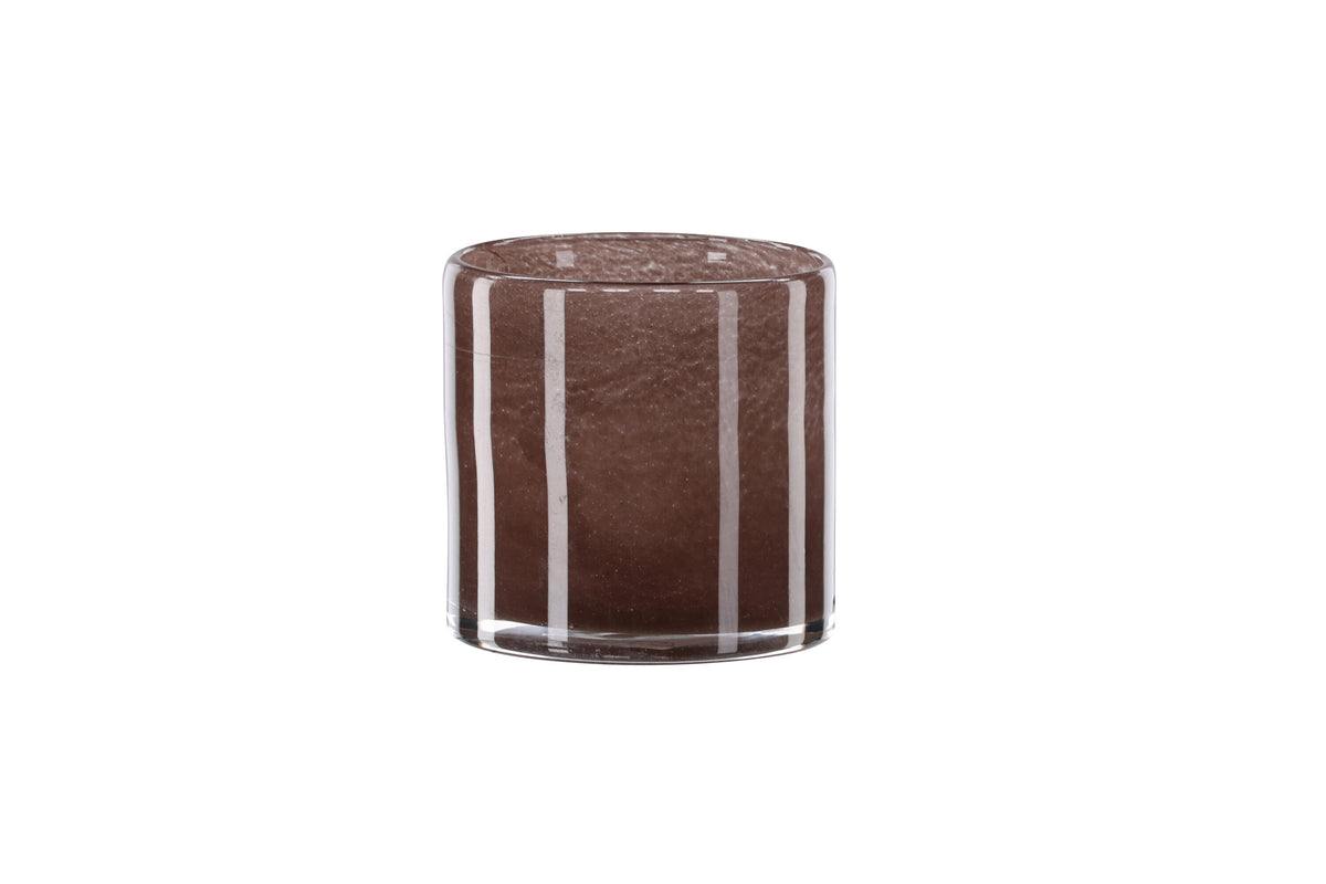Glora ljuslykta 12x12 cm brun glas