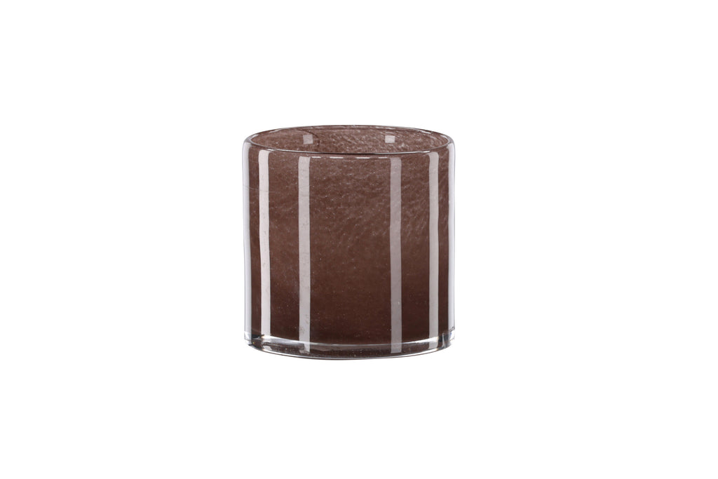 Glora ljuslykta 12x12 cm brun glas