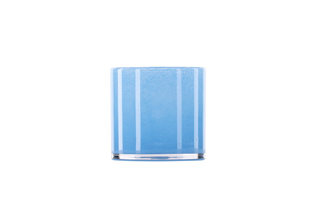Glora ljuslykta 12x12 cm ljusblå glas