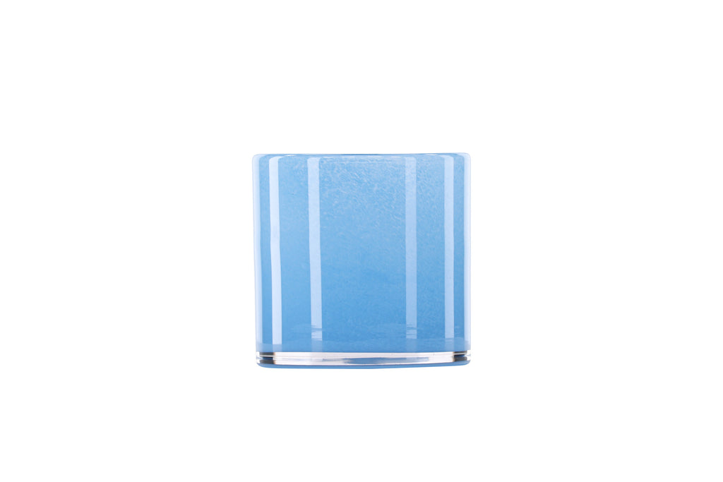 Glora ljuslykta 12x12 cm ljusblå glas