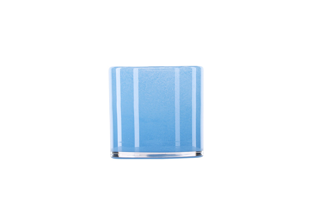 Glora ljuslykta 12x12 cm ljusblå glas