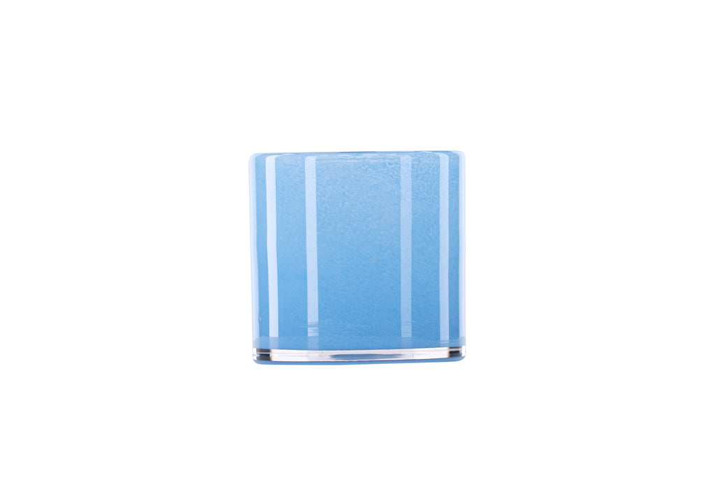 Glora ljuslykta 12x12 cm ljusblå glas