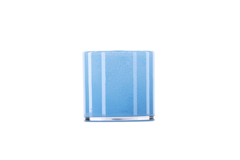 Glora ljuslykta 12x12 cm ljusblå glas
