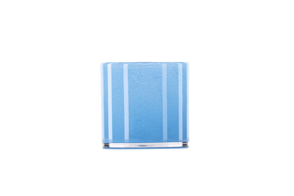 Glora ljuslykta 12x12 cm ljusblå glas