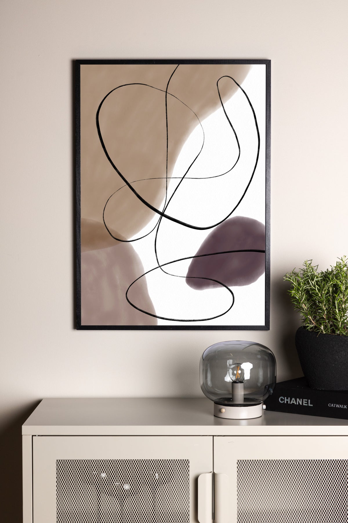 Lines affisch 50x70 cm beige