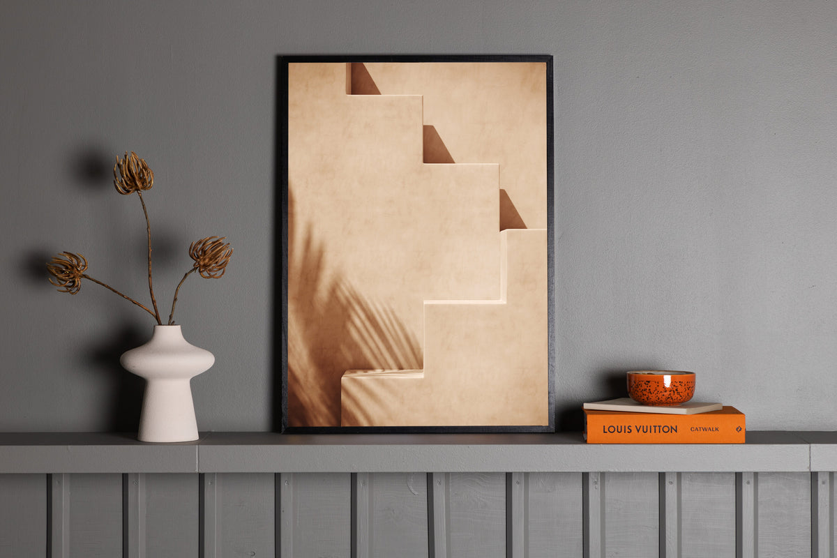 Stairs affisch 21x30 cm beige