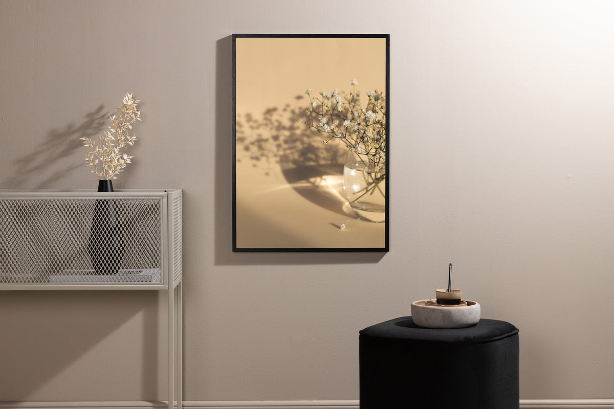 White Flowers affisch 50x70 cm beige