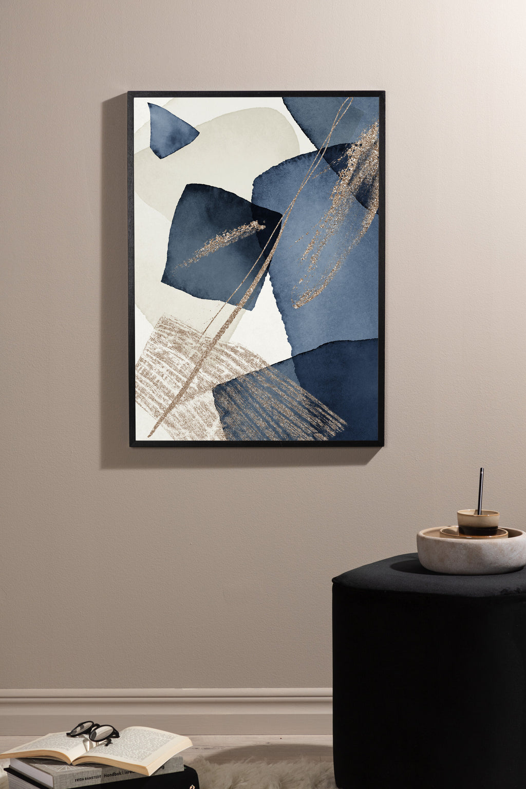 Blue Swirl affisch 30x40 cm beige