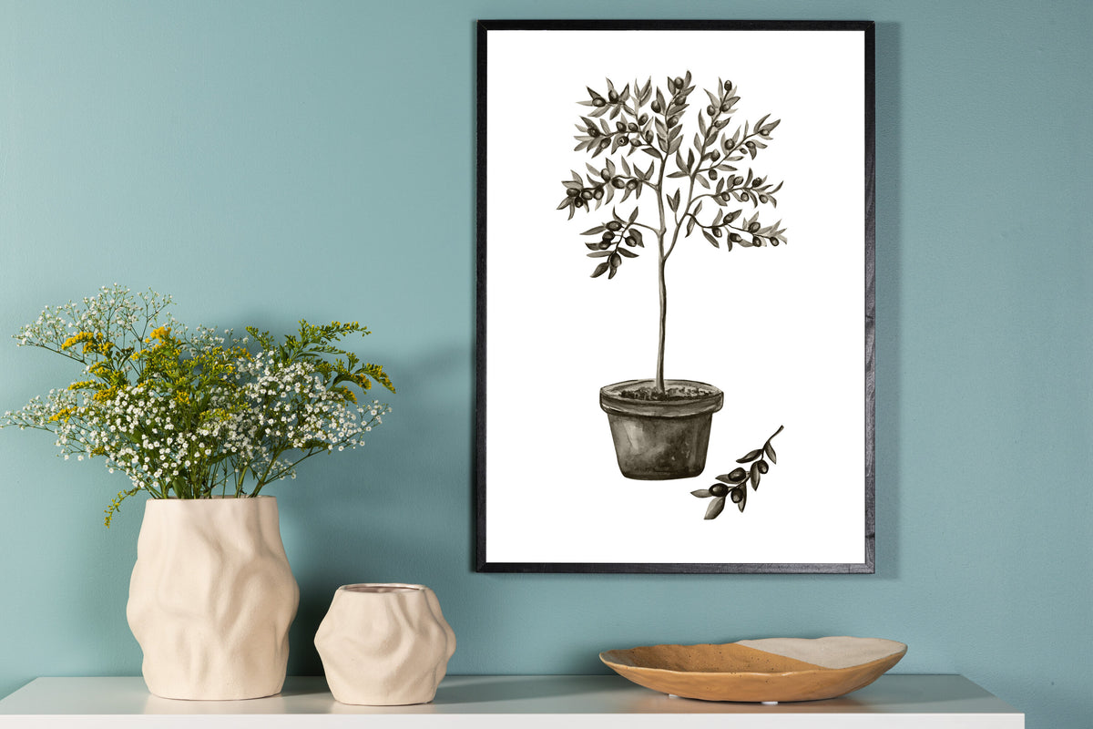 Olive affisch 70x100 cm grön/vit