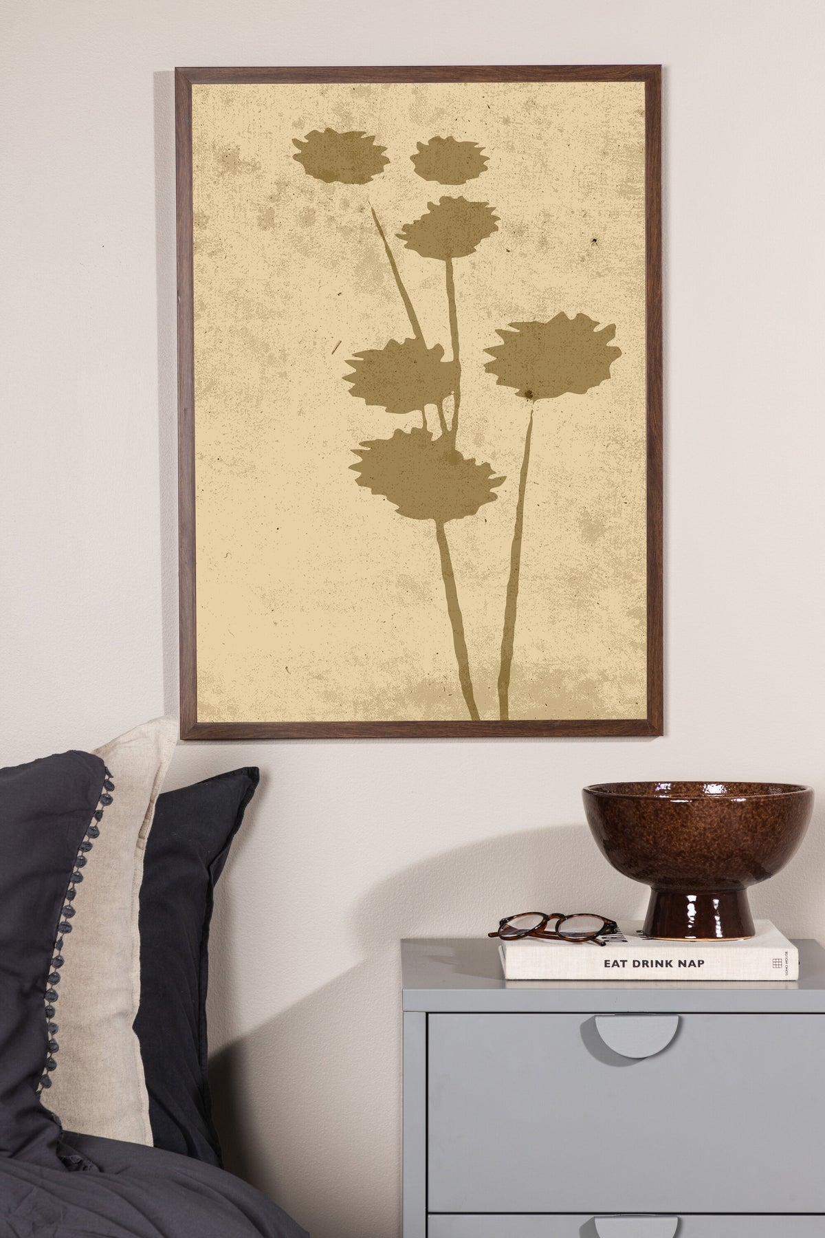 Flower art affisch 30x40 cm beige