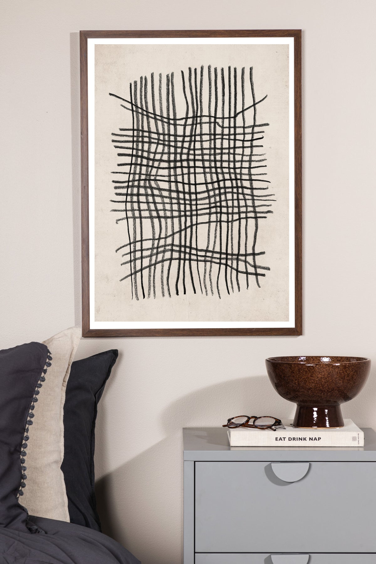 Linework affisch 50x70 cm beige och svart