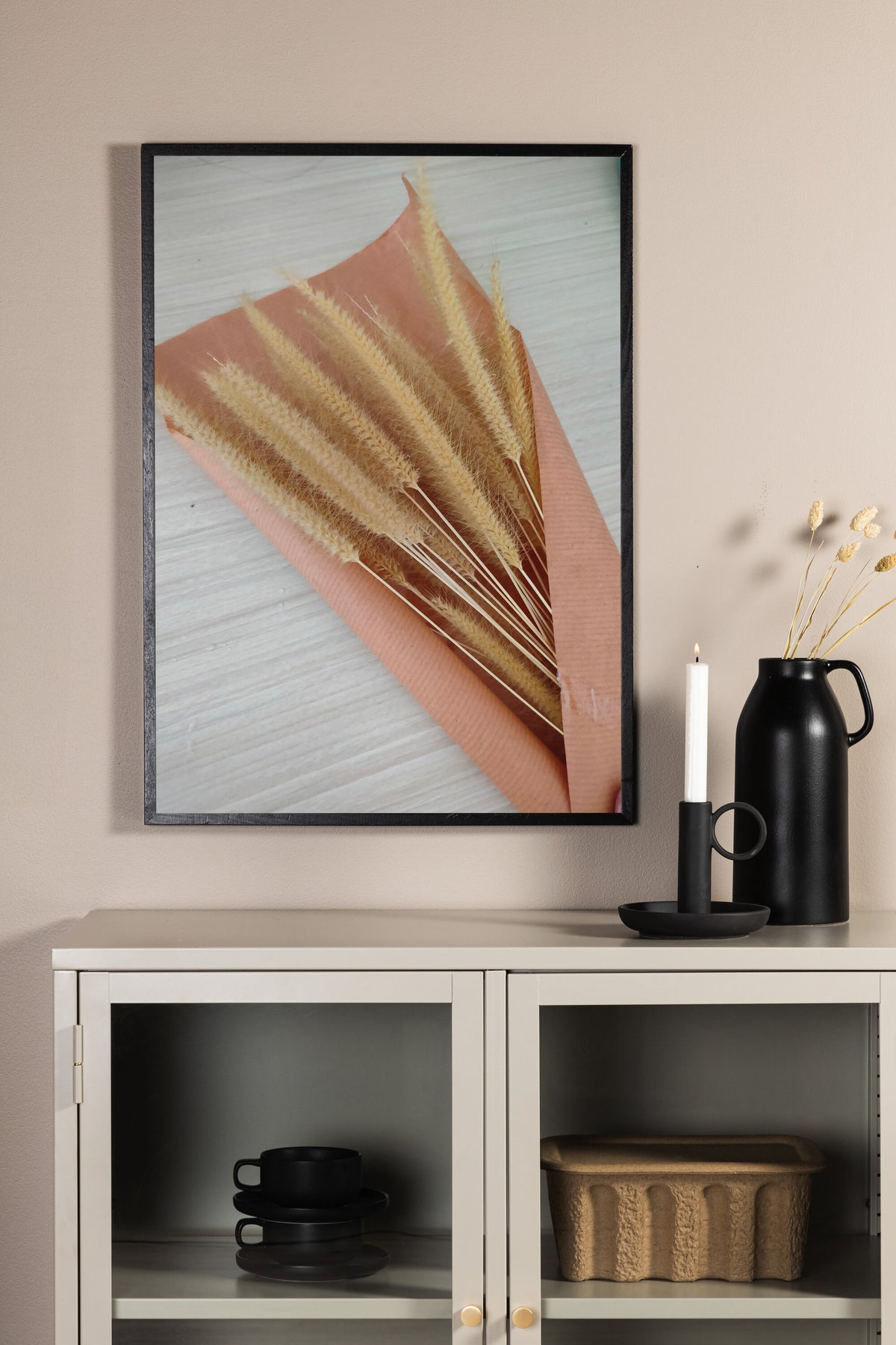 Dry flowers affisch 50x70 cm beige/rosa