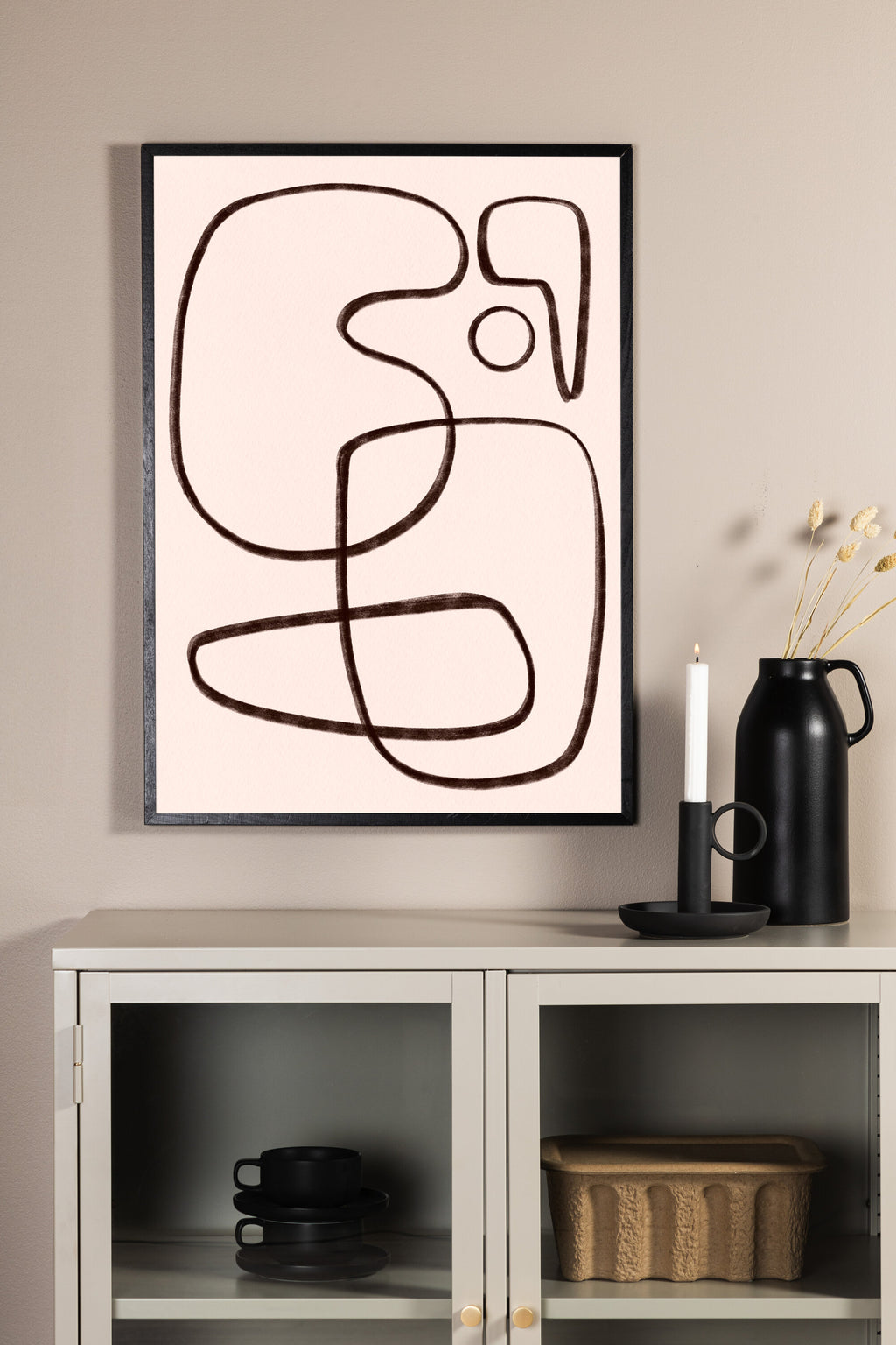 Line art affisch 70x100 cm svartvit