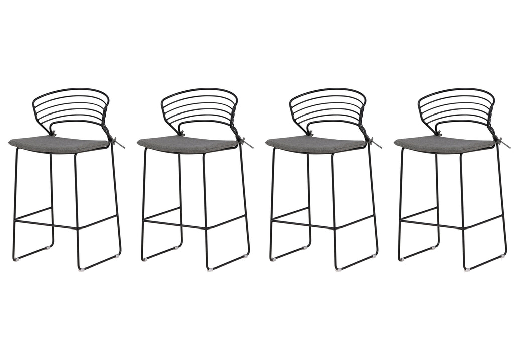 Milano barstol 4-pack svart/grå stål