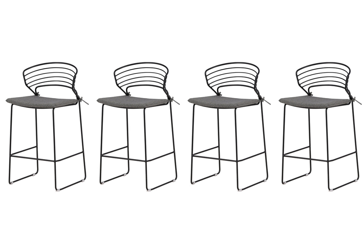 Milano barstol 4-pack svart/grå stål