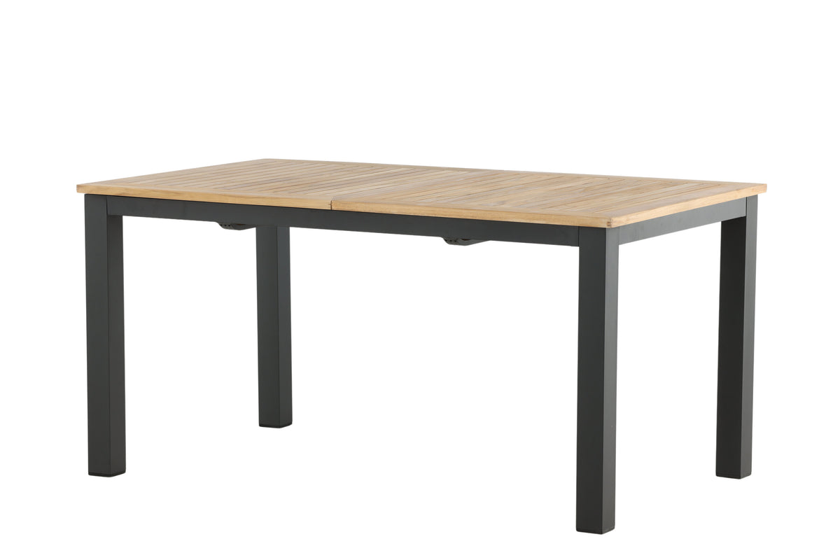 Panama förlängningsbart matbord 152/210 cm svart aluminium och teak