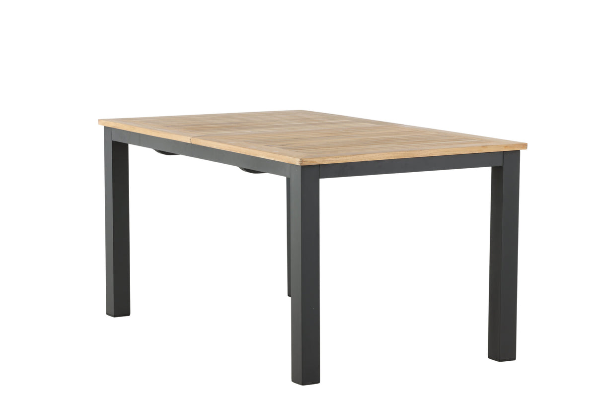 Panama förlängningsbart matbord 152/210 cm svart aluminium och teak