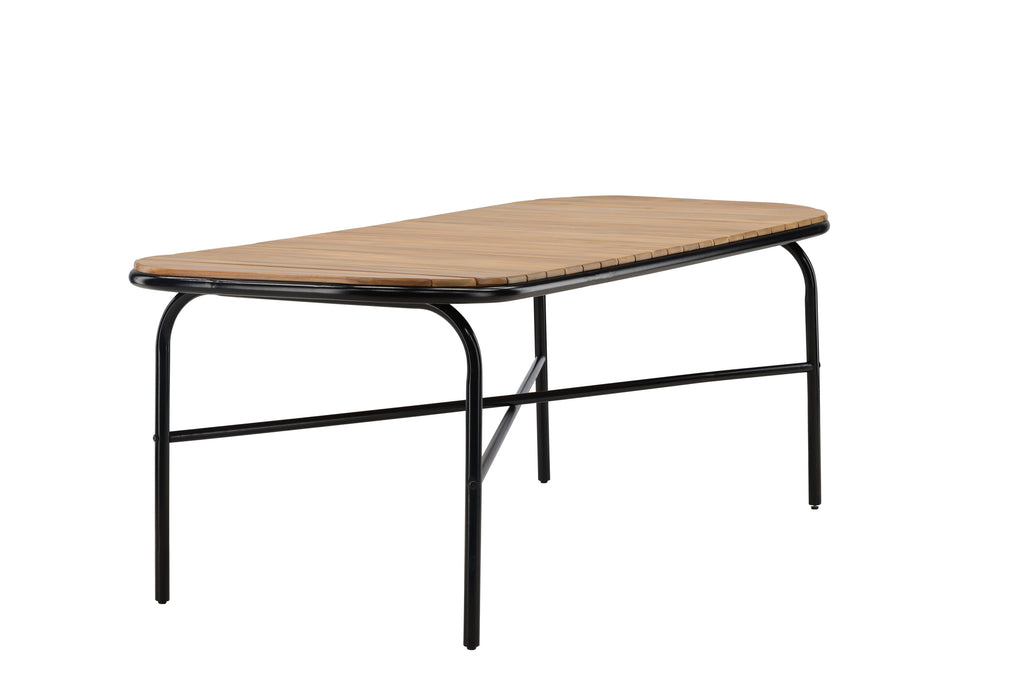 Holmbeck rektangulärt matbord 90x200x75 cm svart och naturfärgat i akacia och stål