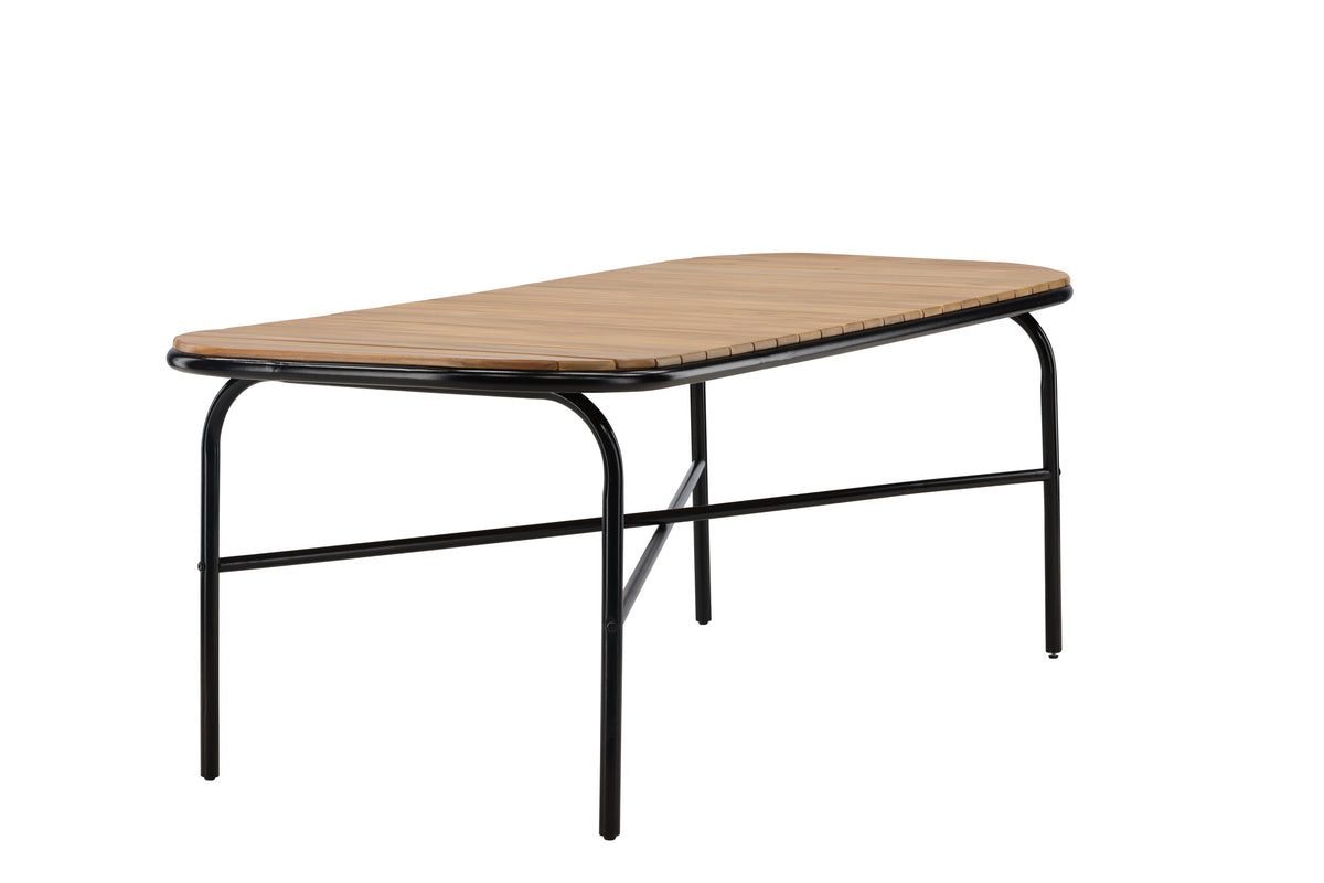 Holmbeck rektangulärt matbord 90x200x75 cm svart och naturfärgat i akacia och stål