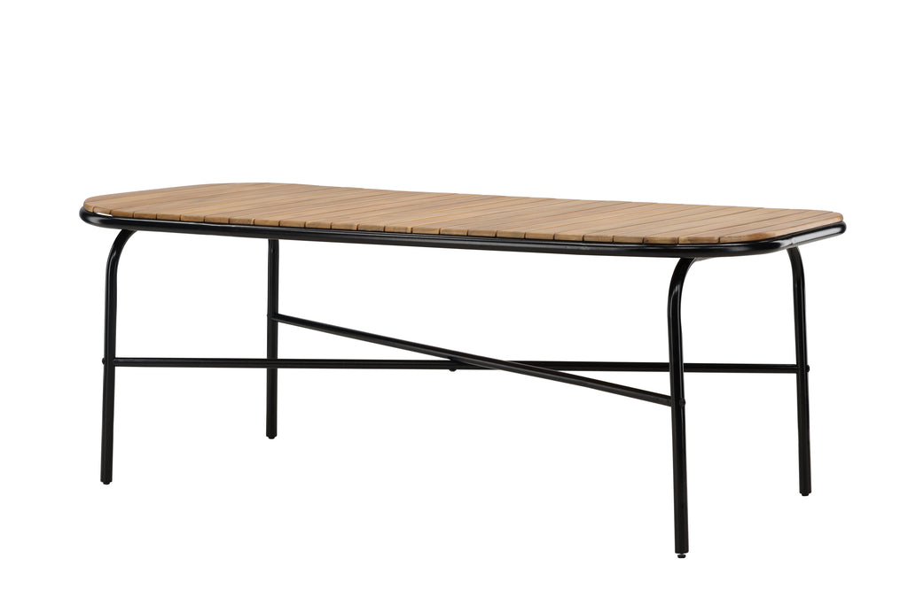 Holmbeck rektangulärt matbord 90x200x75 cm svart och naturfärgat i akacia och stål