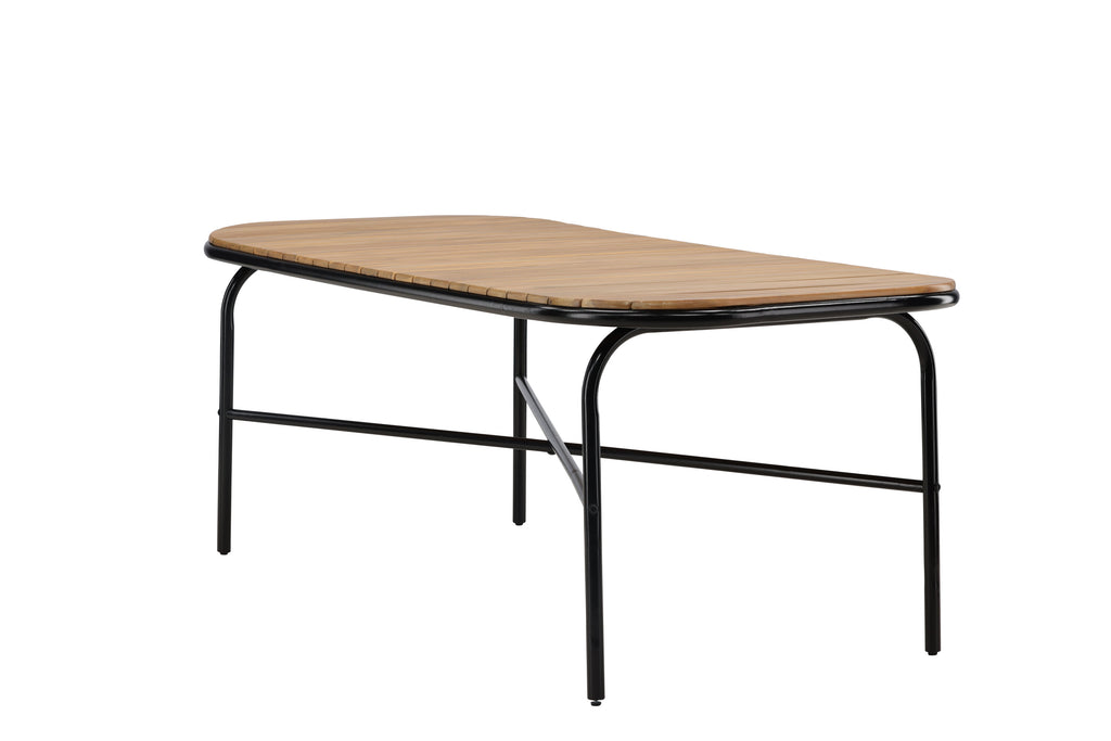 Holmbeck rektangulärt matbord 90x200x75 cm svart och naturfärgat i akacia och stål