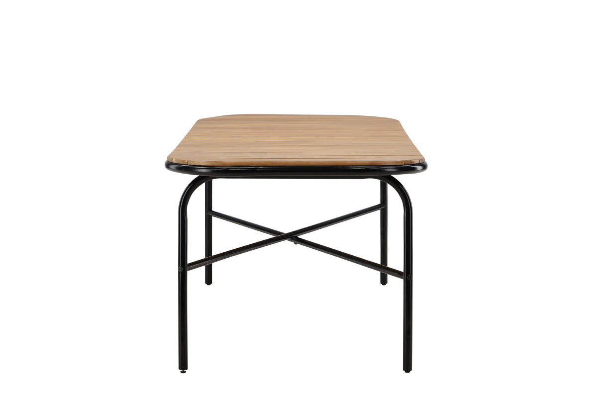 Holmbeck rektangulärt matbord 90x200x75 cm svart och naturfärgat i akacia och stål