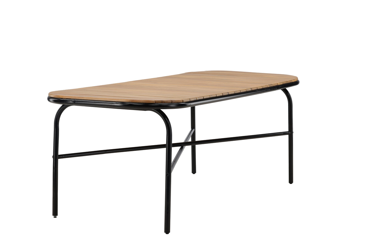 Holmbeck rektangulärt matbord 90x200x75 cm svart och naturfärgat i akacia och stål