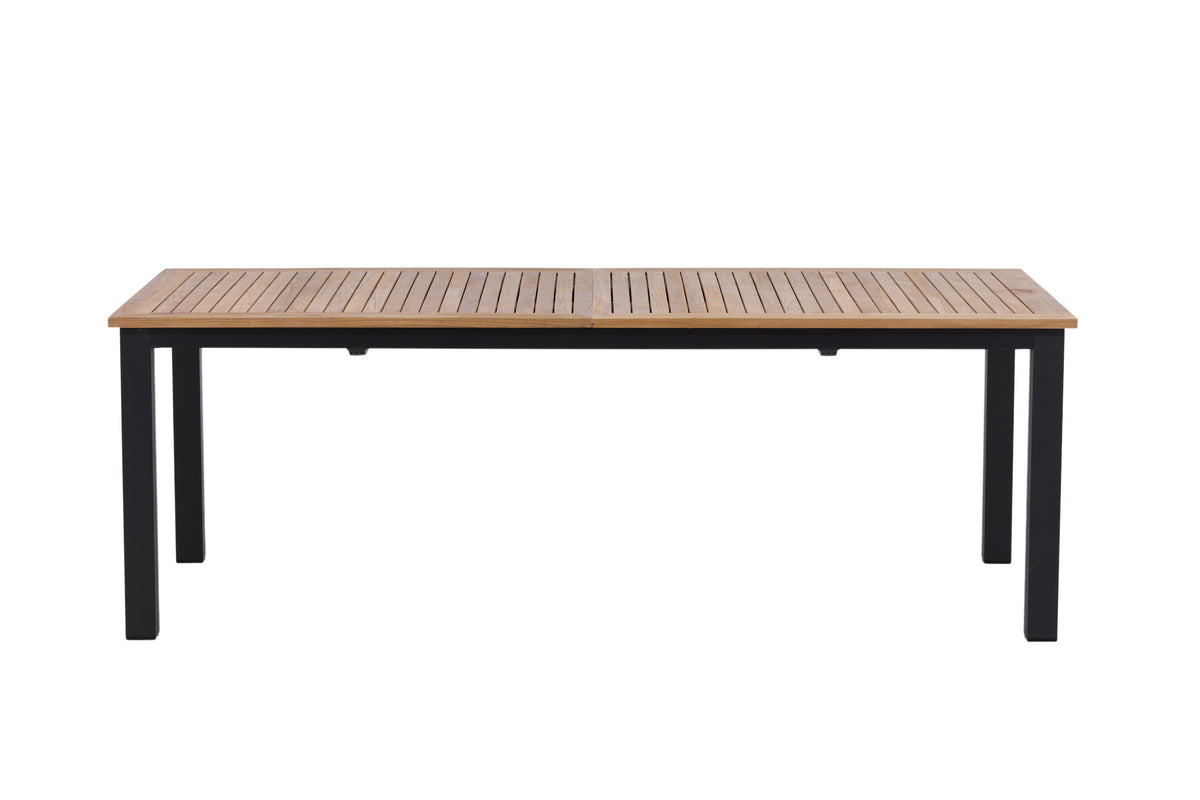 Panama förlängningsbart matbord 224/324x100 cm svart aluminium och teak