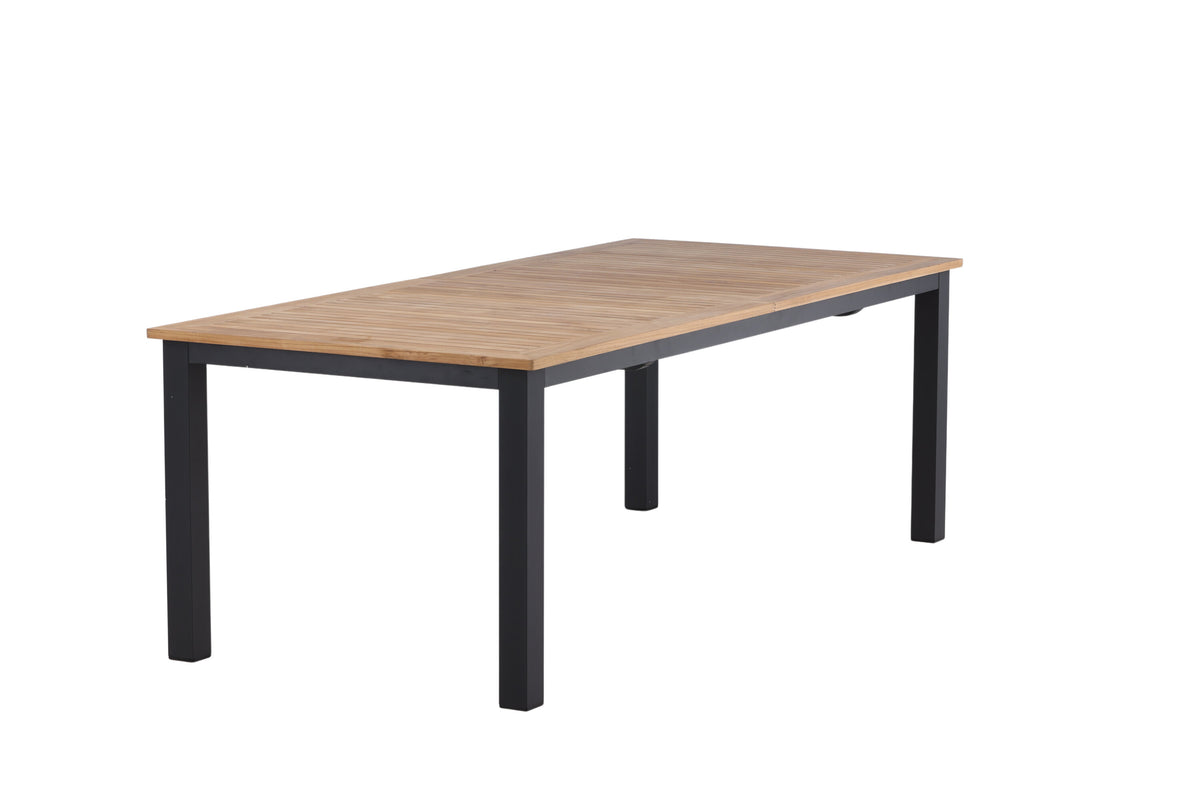 Panama förlängningsbart matbord 224/324x100 cm svart aluminium och teak