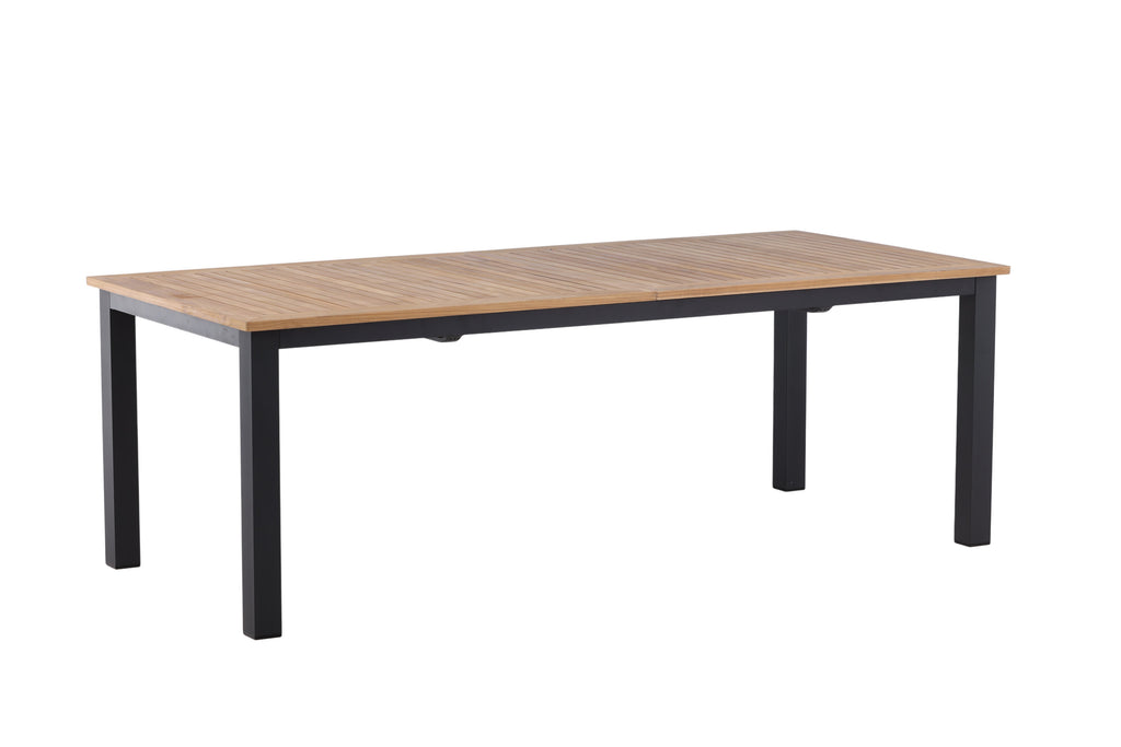 Panama förlängningsbart matbord 224/324x100 cm svart aluminium och teak