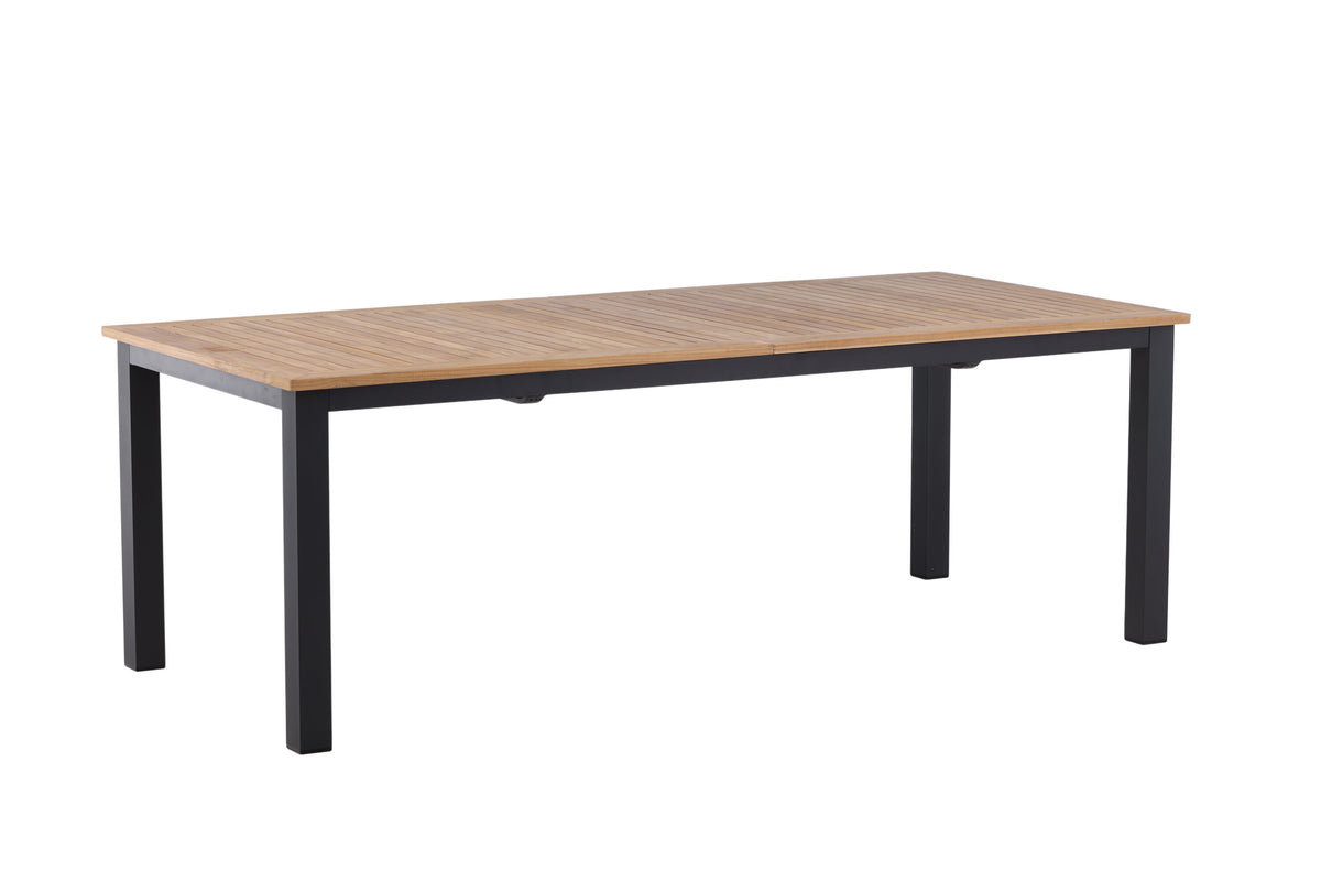 Panama förlängningsbart matbord 224/324x100 cm svart aluminium och teak